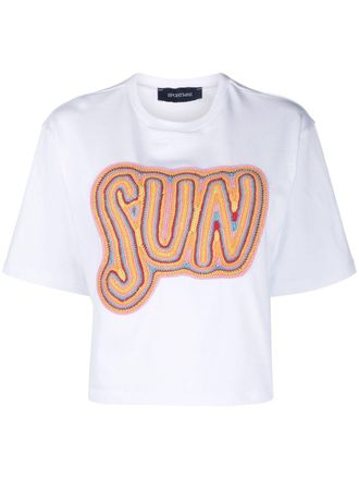 Sportmax T-shirt met geborduurd logo - Wit