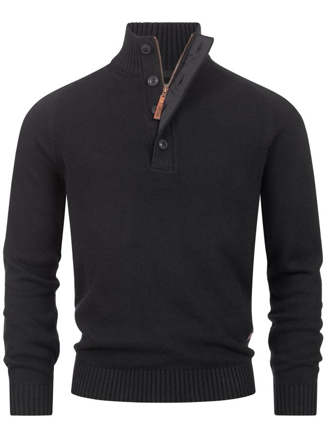 Indicode Herren INIsalu Pullover aus 80% Baumwolle mit Stehkragen
