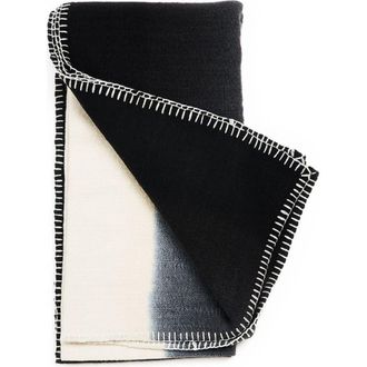 Studio Variously Ink Black White Ombre Textured Throw In Hand Spun Merino And Hand Stitched Hem at Nordstrom