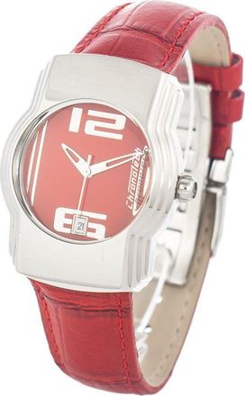 Chronotech Womens 7279 Red Leather Strap Watch - Poppy - One Size