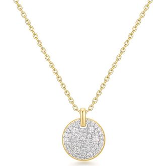 Ania Haie Pav&eacute; Disc Pendant Necklace in Mixed Shiny Gold Silver at Nordstrom