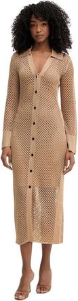 Karl Lagerfeld Zomer Jurk met Shirtkraag - Dames - Shirt Kleedjes - Bruin - XS - Leer - Kleedjes