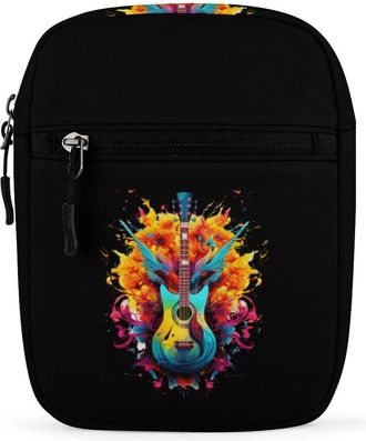 Generic Watercolor Music Guitari Crossbody Bag Adjustable Satchel Cute Shoulder Bag Lightweight Sling Bags