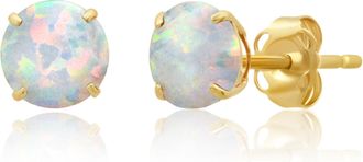 MAX + STONE 14k Yellow Gold 6MM Round Stud Gemstone Earrings