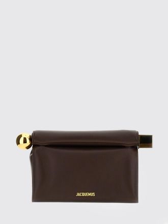 Jacquemus Rond Carr&eacute; Handheld Clutch in Smooth Lamb Leather with Logo