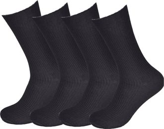 Generic Pack Of 6- Mens Black 100% Cotton Extra Wide Ribbed Diabetic Multipack Soft Loose Top Socks Optimal Support Circulation Gentle Grip Swollen Feet Socks