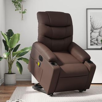 vidaXL Vidaxl - Sill&oacute;n De Masaje Elevable El&eacute;ctrico Cuero Sint&eacute;tico Marr&oacute;n
