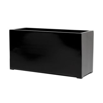 PRIMROSE Black Gloss Polystone Rectangular Trough Patio Planter 80cm