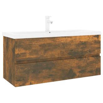 vidaXL Vidaxl - Mueble De Ba&ntilde;o Con Lavabo Madera Contrachapada Roble Ahumado