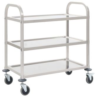 vidaXL Carrito De Cocina De 3 Alturas 96,5x55x90 Cm Acero Inoxidable Vidaxl