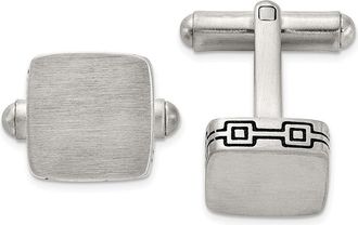 Diamond2Deal Stainless Steel Brushed Black Oxidized Cuff Links