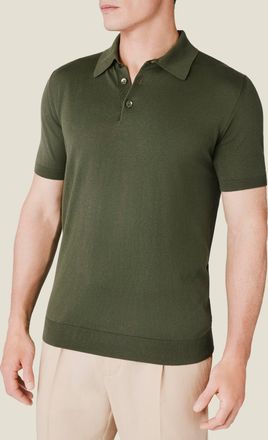 Luca Faloni Olive Green Cotton (Knitted) Knitted Polo