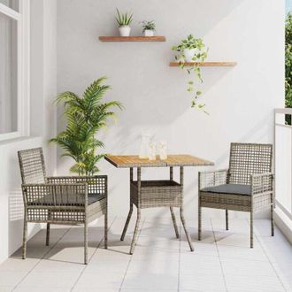 vidaXL Conjunto De Comedor De Jard&iacute;n 3 Pcs Gris Polirat&aacute;n Vidaxl