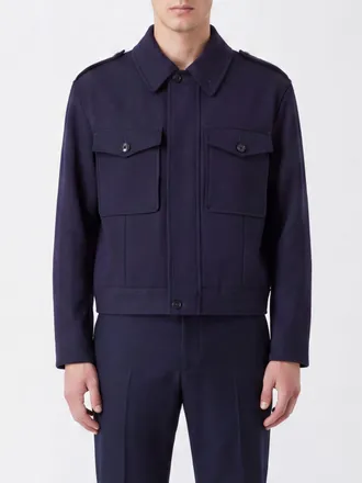 Emporio Armani Cappotto corto monopetto in lana vergine con mostrine