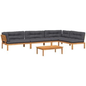 vidaXL Set De Sof&aacute;s De Palets De Jard&iacute;n Y Cojines 5 Pzas Madera Acacia Vidaxl