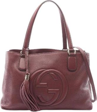 Gucci Pre-owned Soho Interlocking G 2way tote bag - Dames - Vintage Shopper - Rood - ONE Size - Leer - Vintage