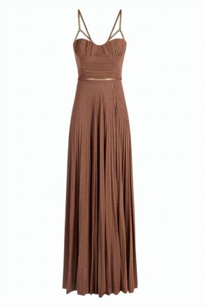 Elisabetta Franchi Lam&eacute; Jersey Belted Evening Dress