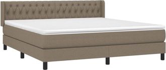 vidaXL Vidaxl - Cama Box Spring Con Colch&oacute;n Tela Gris Taupe 180x200 Cm