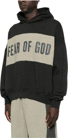 Fear of God Hoodies & sweatvesten, Heren, Grijs, M, Katoen, Cropped Relaxed Paneled Hoodie