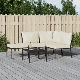 vidaXL Juego De Muebles De Jard&iacute;n 5 Piezas Acero Y Cojines Color Arena Vidaxl