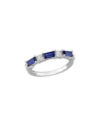 Rina Limor Silver 1.40 ct. tw. Lab-Grown Created Blue Sapphire, Created White Sapphire Ring