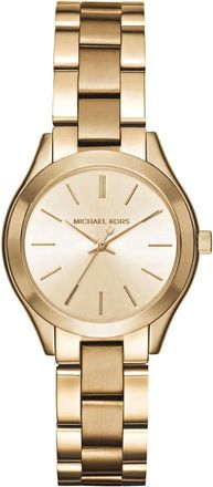 Michael Kors Womens MK3512 Mini Slim Runway Ladies Watch 34 mm Gold-tone Stainless Steel - One Size