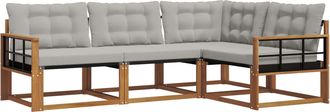 vidaXL Conjunto De Sof&aacute;s De Exterior 4 Uds. Gris Natural Y Claro Vidaxl