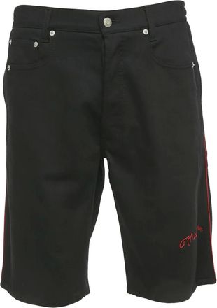 Alexander McQueen Shorts denim con ricamo - Nero