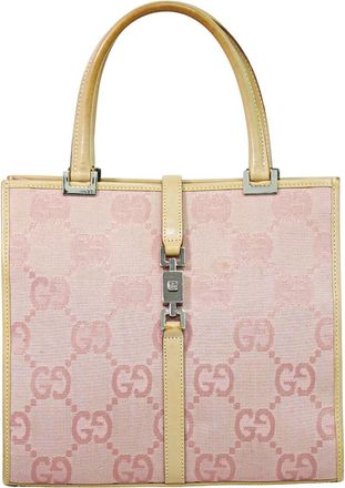Gucci Jackie 1961 Tote Gg Denim And Leather Pink Canvas Handbag (Pre-Owned)