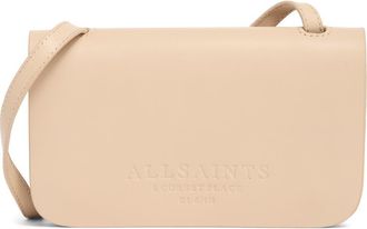 AllSaints Ludivene Crossbody Leather Wallet in Pale Pink at Nordstrom Rack