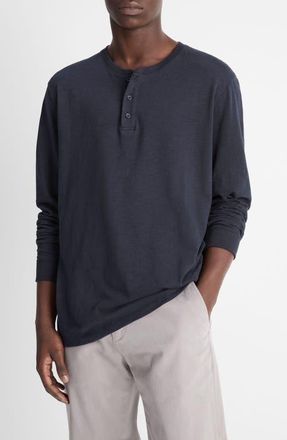 Vince Long Sleeve Slub Henley in Coastal at Nordstrom, Size Xx-Large