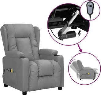 Les Tendances Les Tendances - Sill&oacute;n De Masaje El&eacute;ctrico Cuero Sint&eacute;tico Gris Vidaxl