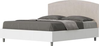ITYhome Ityhome - Letto Contenitore Da 160x200 In Legno Bianco E Testata In Microfibra Sabbia Antilia