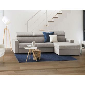 Dmora Sof&aacute; Fijo Dcisc, Sof&aacute; De Esquina, 100% Made In Italy, Sof&aacute; De Sal&oacute;n Con Chaise Longue, En Tela Acolchada - Pen&iacute;nsula Contenedor Izquierda, Con Reposab