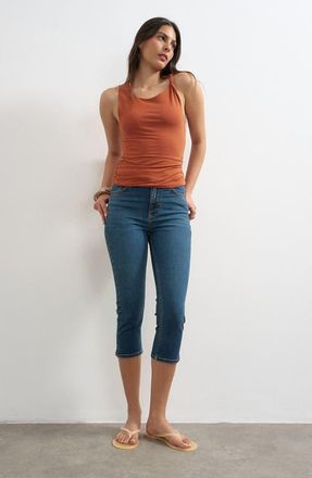 Topshop High Waist Capri Skinny Jeans in Mblue at Nordstrom, Size 26 X 32