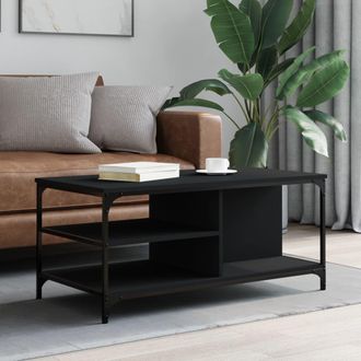 vidaXL Mesa De Centro Madera Contrachapada Negro 100x50x45 Cm Vidaxl