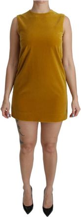Dolce & Gabbana Shift Mini Jurk zonder Mouwen - Dames - Korte kleedjes - Geel - S - Katoen - Kleedjes
