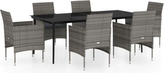 vidaXL Vidaxl - Juego De Comedor De Jard&iacute;n 7 Piezas Con Cojines Gris Y Negro