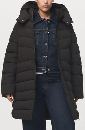 Mango Quilted Puffer Coat in Black at Nordstrom, Size Xx-Large