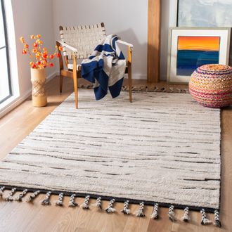 Safavieh Casablanca Hand Made Area Rug, Charcoal / Ivory Contemporary Style Non-Shedding