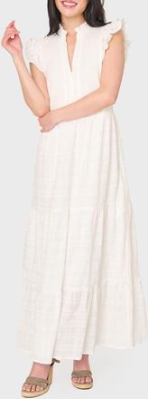 Gibsonlook Flutter Sleeve Cotton Maxi Dress in White at Nordstrom, Size Xx-Small