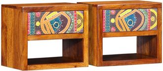 vidaXL Armario de Noche con cajón 2 pcs Marrón 40 x 35 x 35 cm Vidaxl