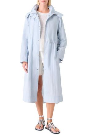 Akris Water Repellent Hooded Coat in Sky Blue at Nordstrom, Size 16