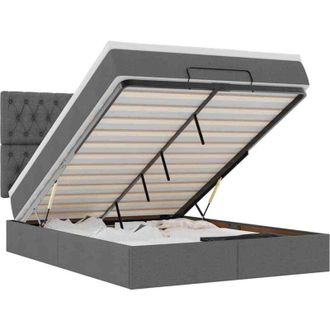 vidaXL Vidaxl - Estructura Cama Otomana Colch&oacute;n Tela Gris Oscuro 140x190cm