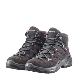 Lowa Wanderschuh LOWA SIRKOS EVO GORE-TEX MID WS, Damen, Gr. 37,5, grau (graphit, altrosa), Leder, Textil, Schuhe Wanderschuh, wasserdicht