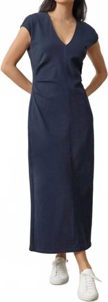 Lilla P Side Tuck Maxi Dress In Navy