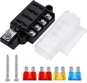 OEM Portafusibles De Cuatro Posiciones Para Autom&oacute;viles, Caja De Fusibles De L&aacute;mina Atc/ato Con Cubierta Impermeable Y Cuatro Fusibles De L&aacute;mina, Apto Par