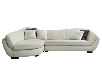 Pascal Morabito Sof&aacute; rinconera piel 5 plazas marfil 285x175cm