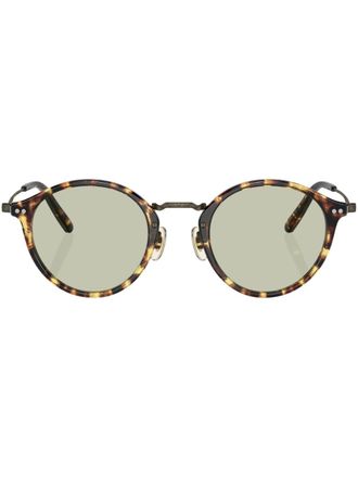 Oliver Peoples Occhiali da sole tondi con effetto tartarugato - Oro