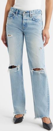 Moussy Vintage Odessa Ripped Ankle Straight Leg Jeans in Light Blue at Nordstrom, Size 26